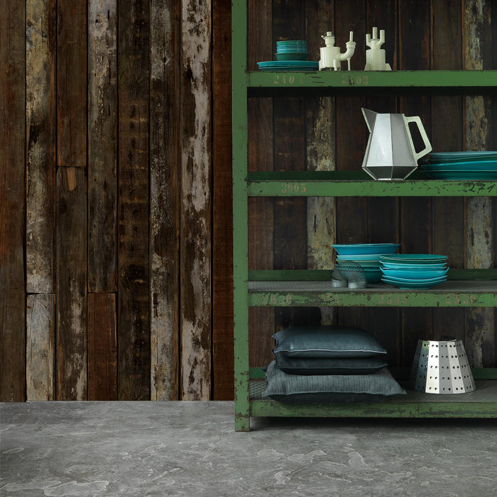 Sample - Piet Hein Eek 'Scrapwood Series' Wallpaper - White/Brown Beams Scrapwood - PHE13