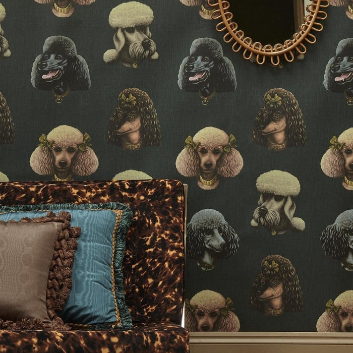 Sample - Poodle Parlour Wallpaper - Midnight