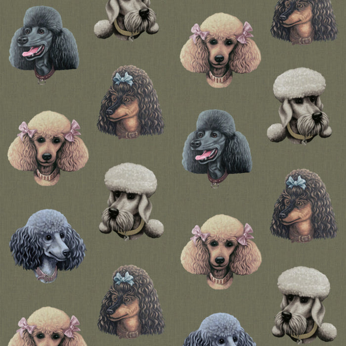 Sample - Poodle Parlour Wallpaper - Moss