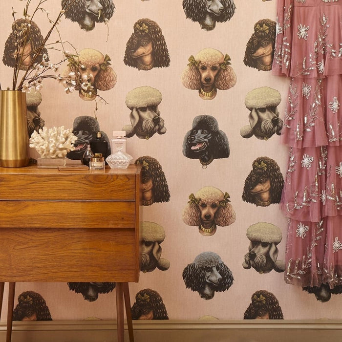Sample - Poodle Parlour Wallpaper - Pink Paws