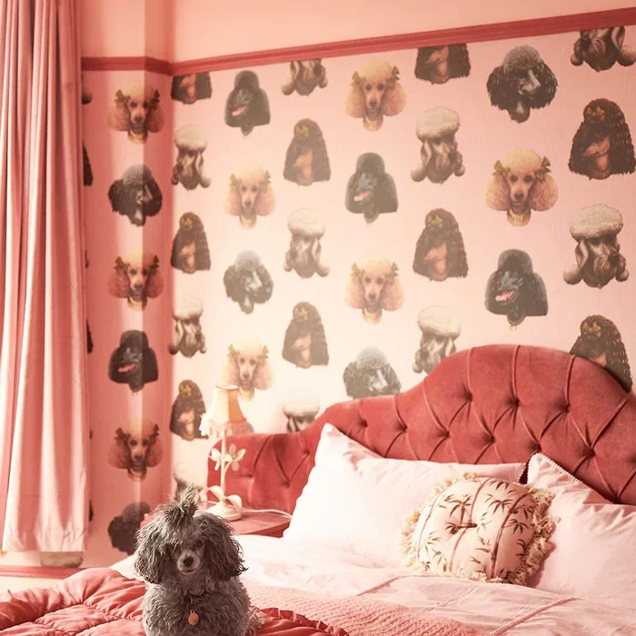 Sample - Poodle Parlour Wallpaper - Pink Paws