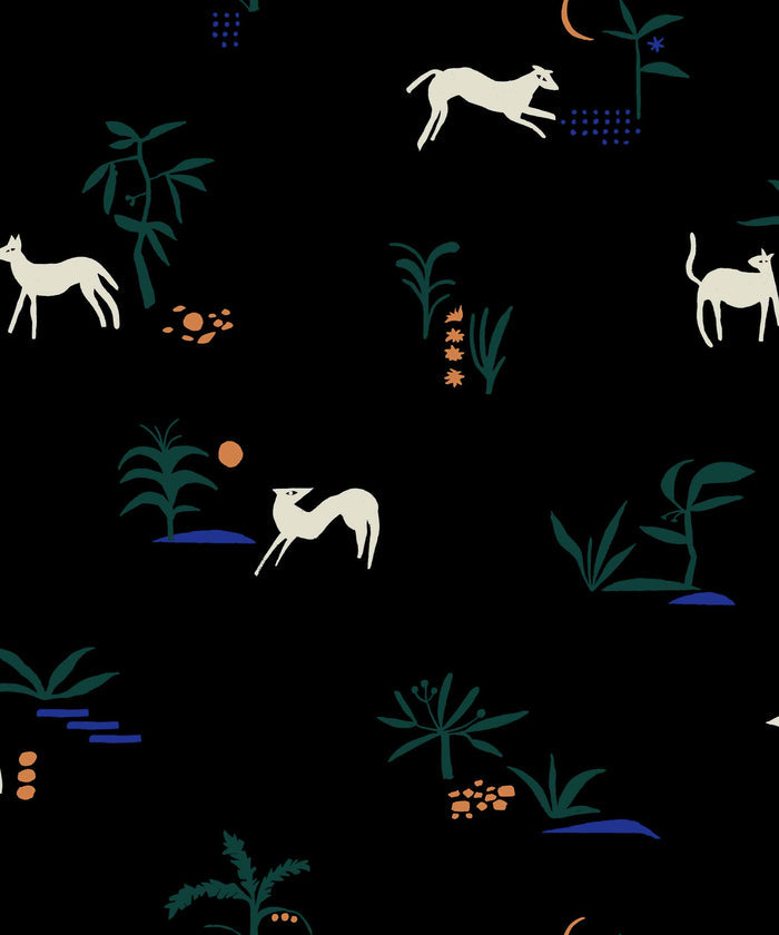 Sample - Prehistoric Animal Wallpaper - Black