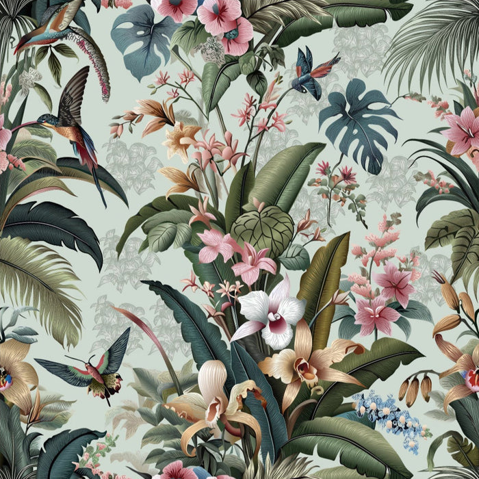 Sample - Singapura  Custom Printed Wallpaper - Smokey Blue