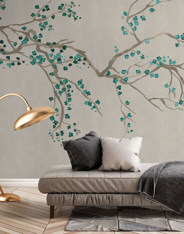 Sample - Takeda Cherry Blossom - Custom sized wallpaper mural (per/m2) - Jade