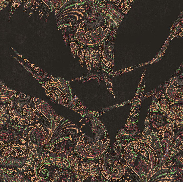 Sample - The Swoop Heron Hybrid Mural Wallpaper - Black