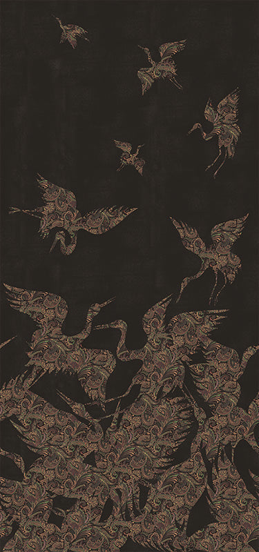 Sample - The Swoop Heron Hybrid Mural Wallpaper - Black