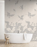 Sample - The Swoop Heron Hybrid Mural Wallpaper - Cream