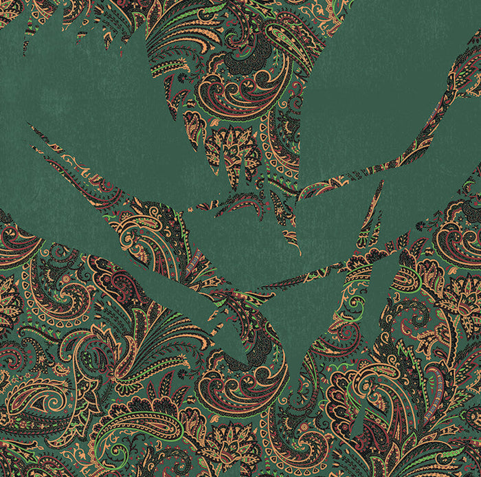 Sample - The Swoop Heron Hybrid Mural Wallpaper - Green