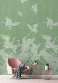 Sample - The Swoop Heron Hybrid Mural Wallpaper - Mint