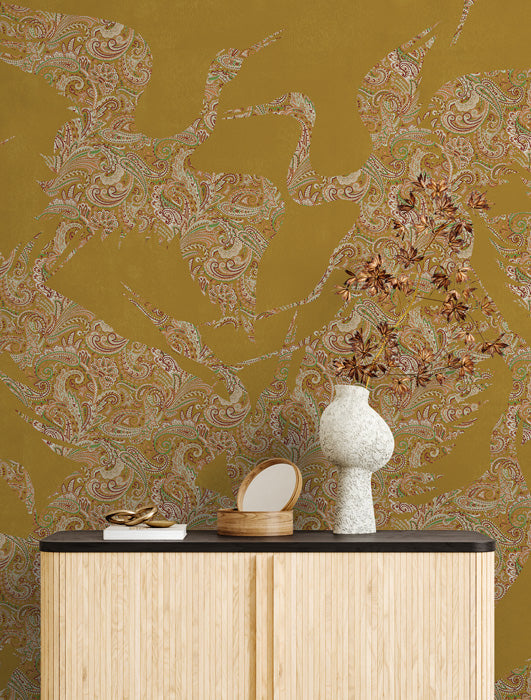 Sample - The Swoop Heron Hybrid Mural Wallpaper - Saffron