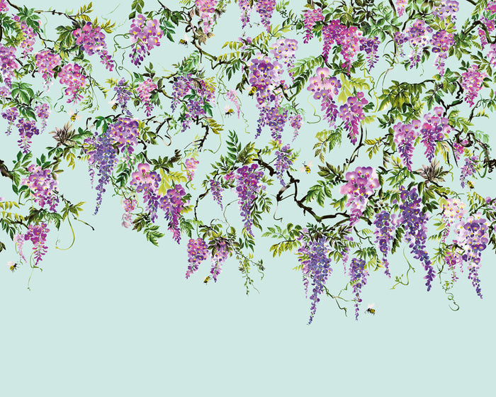 Sample - Trailing Wisteria - Hybrid Mural  - Amethyst & Sky