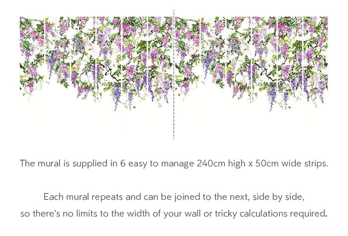 Sample - Trailing Wisteria - Hybrid Mural - Amethyst
