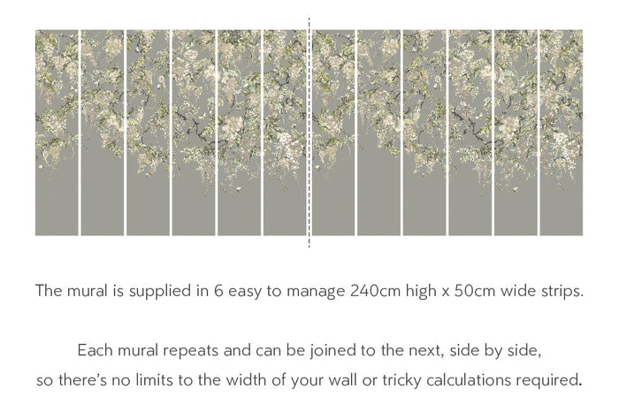 Sample - Trailing Wisteria - Hybrid Mural  - Linen & Stone