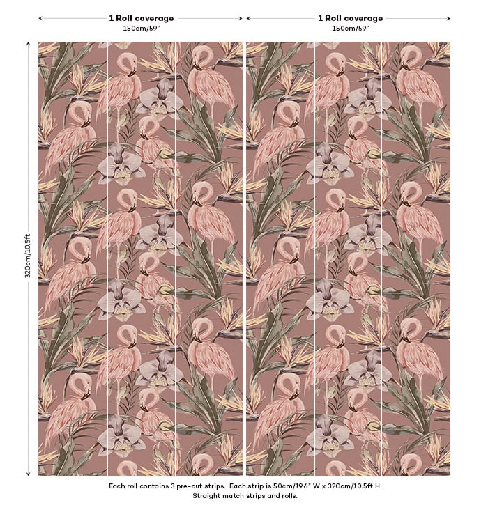 Sample - Tropical Shore Flamingo Hybrid Mural - Berry