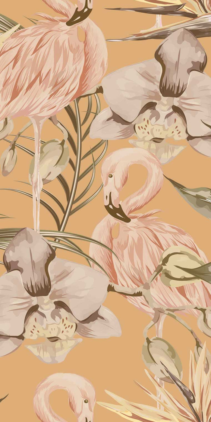 Sample - Tropical Shore Flamingo Hybrid Mural - Miami