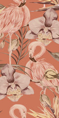 Sample - Tropical Shore Flamingo Hybrid Mural - Terracotta