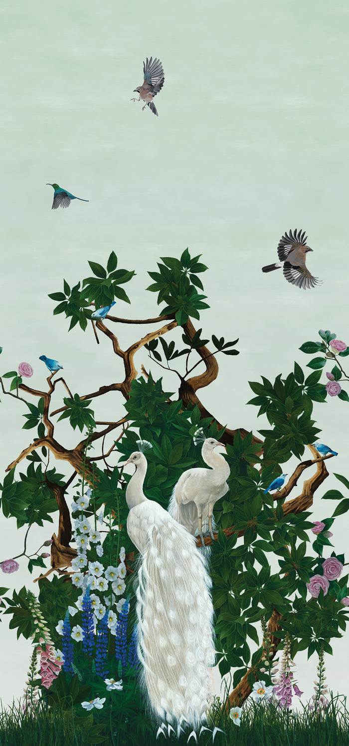 Sample - Vera's Garden - Peacock Wallpaper - Jade
