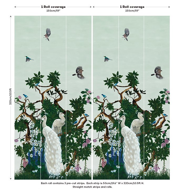 Sample - Vera's Garden - Peacock Wallpaper - Jade