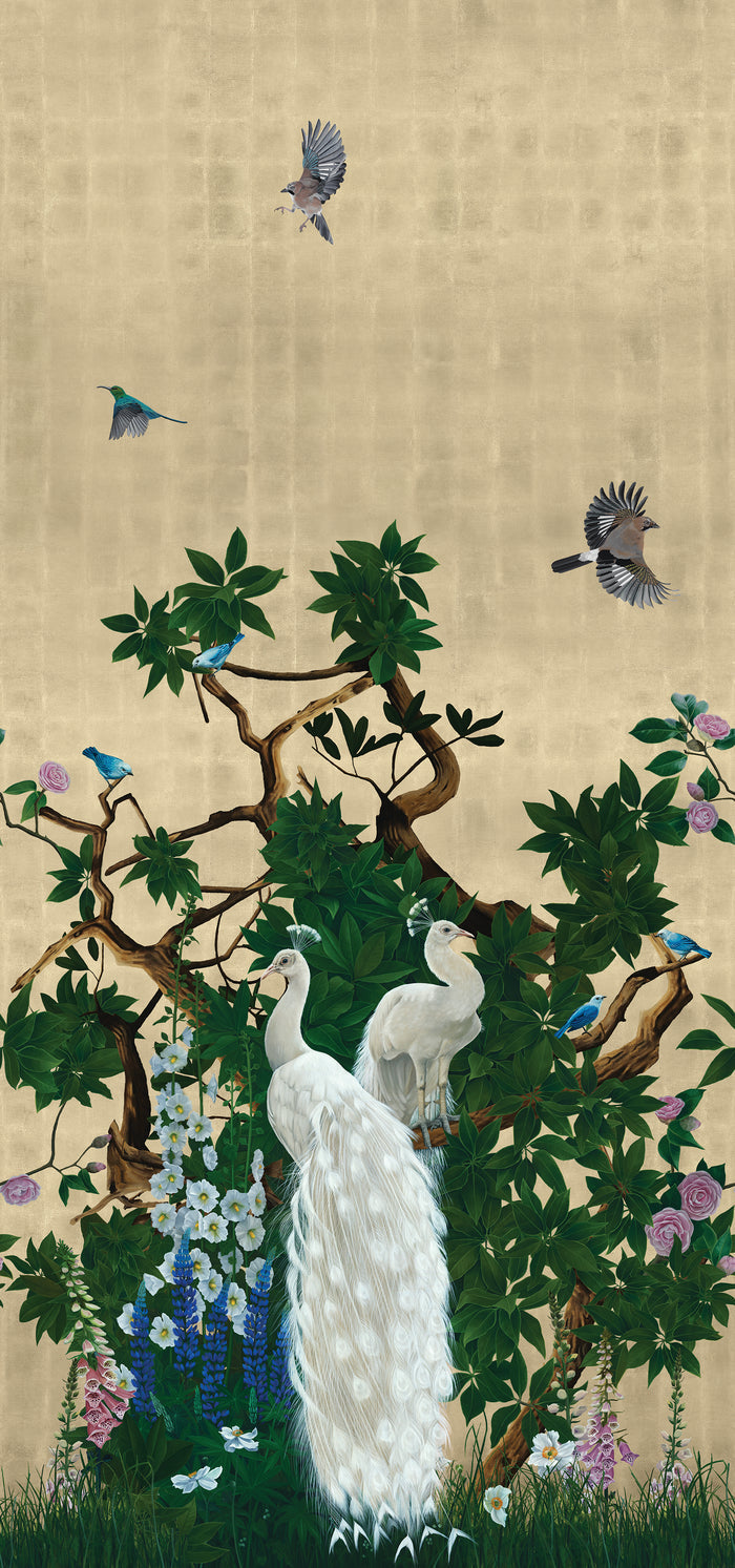 Sample - Vera's Garden - Peacock Wallpaper - Tuscan