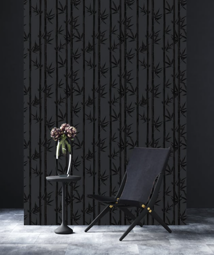 Sample - Waya Bamboo Wallpaper - Charcoal