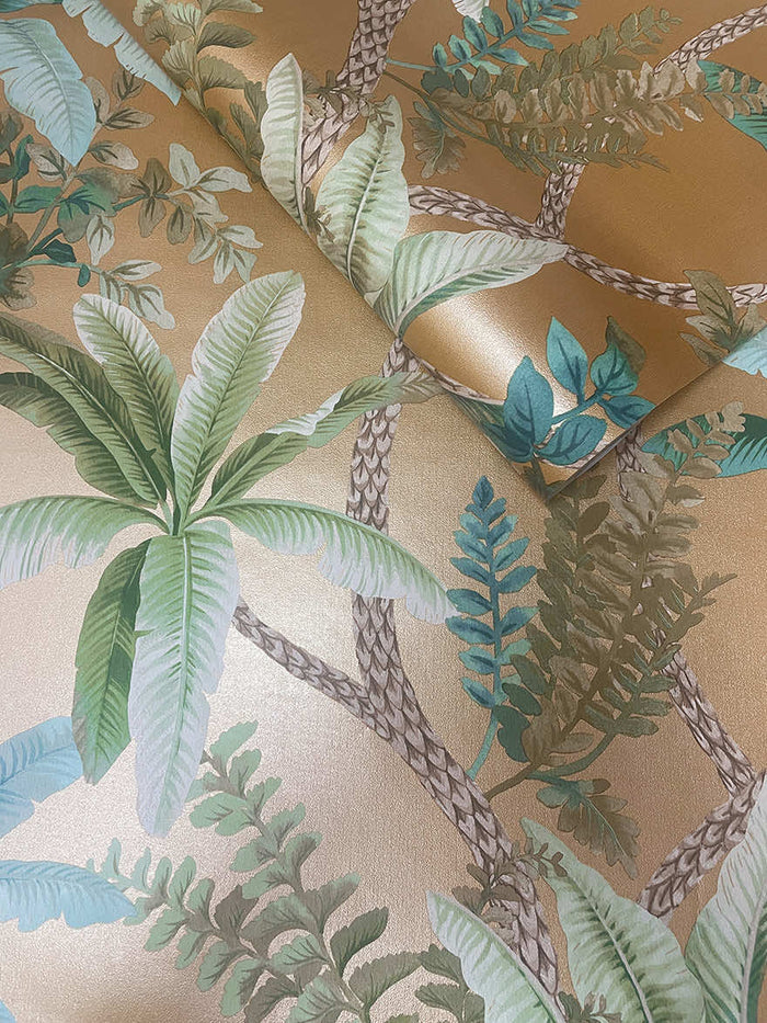 Roll of Saranda wallpaper in Gold