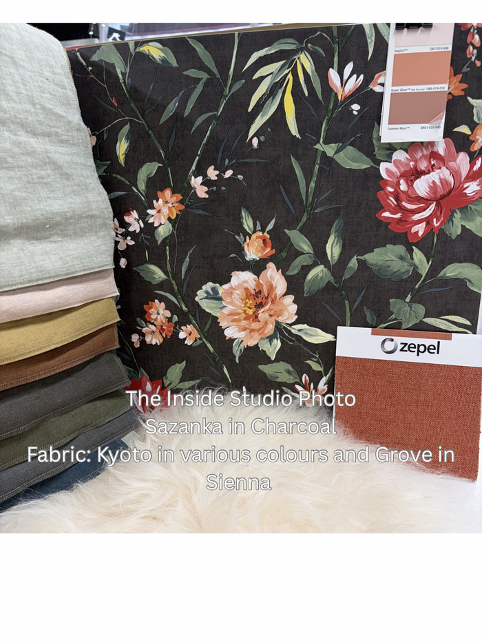 Sazanka – Japanese Floral Wallpaper – Charcoal