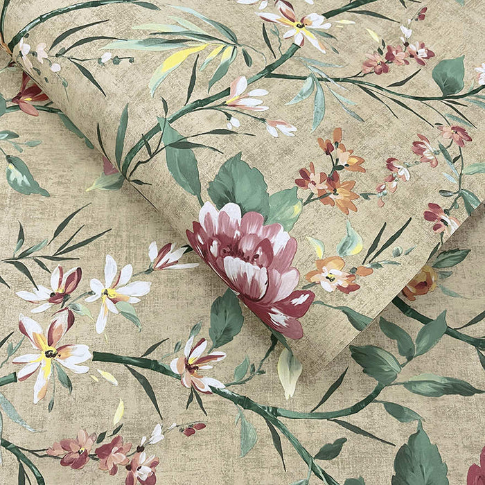Roll of Sazanka wallpaper in Taupe