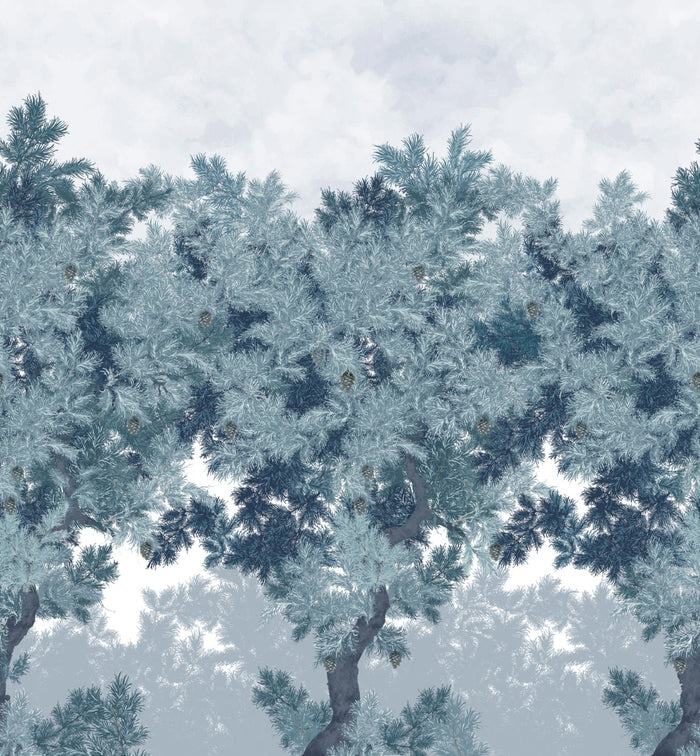 Scent of Pines - Custom Sized Wallpaper Mural (per m2) - Blue
