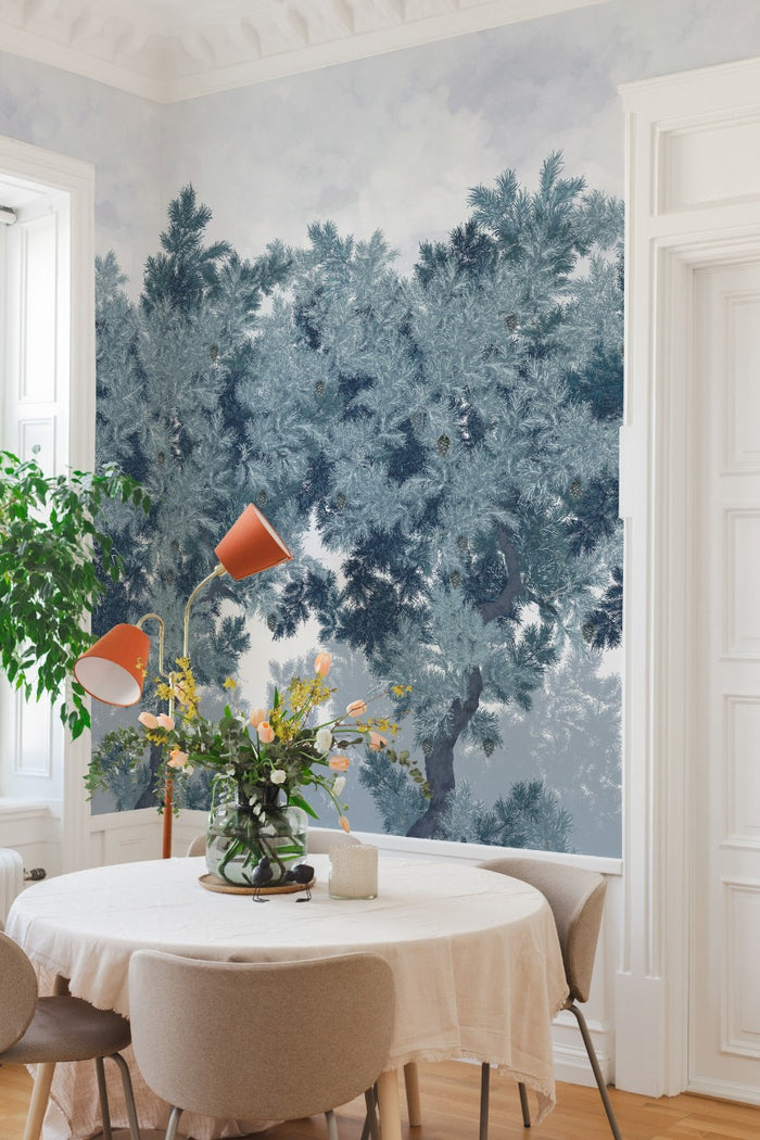 Scent of Pines - Custom Sized Wallpaper Mural (per m2) - Blue