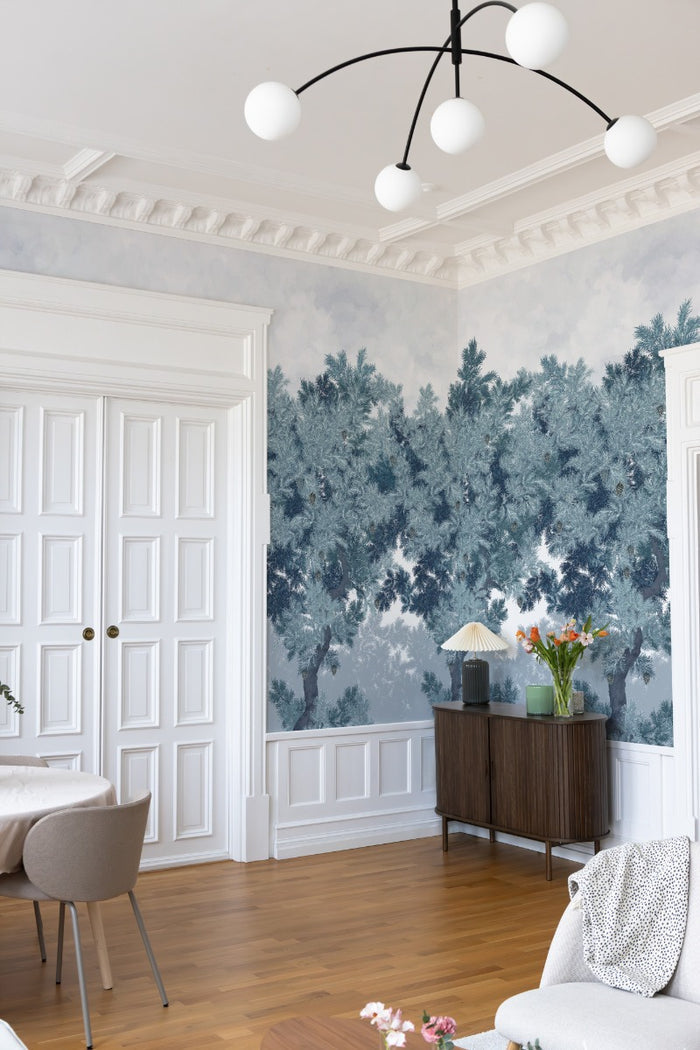 Scent of Pines - Custom Sized Wallpaper Mural (per m2) - Blue