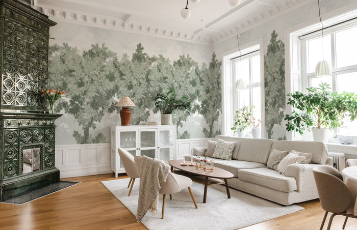 Scent of Pines - Custom Sized Wallpaper Mural (per m2) - Grey Green