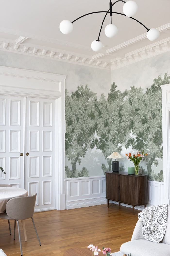 Scent of Pines - Custom Sized Wallpaper Mural (per m2) - Grey Green
