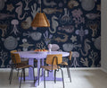 Sea Life - Navy Blue - Custom Sized Wallpaper Mural (per m2)