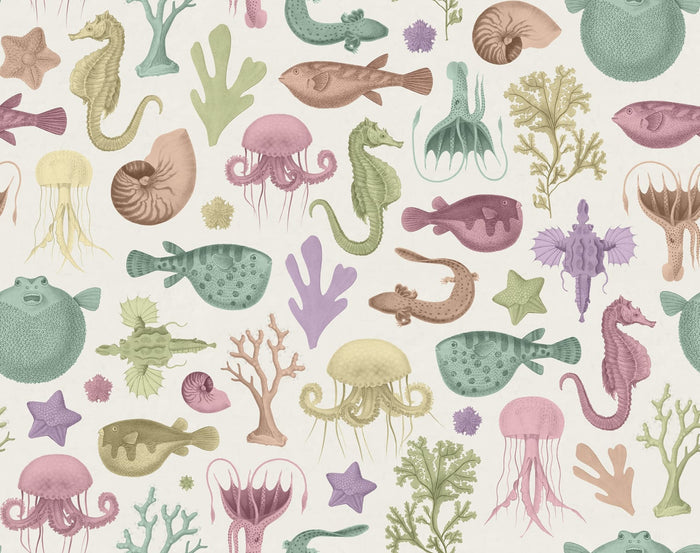 Sea Life - Pastel - Custom Sized Wallpaper Mural (per m2)