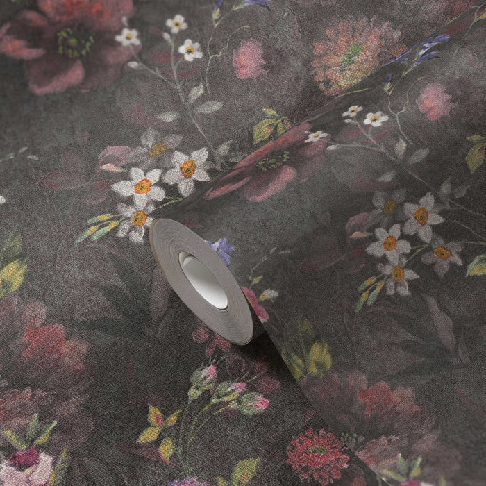 Secret Garden - Floral Wallpaper -  Black