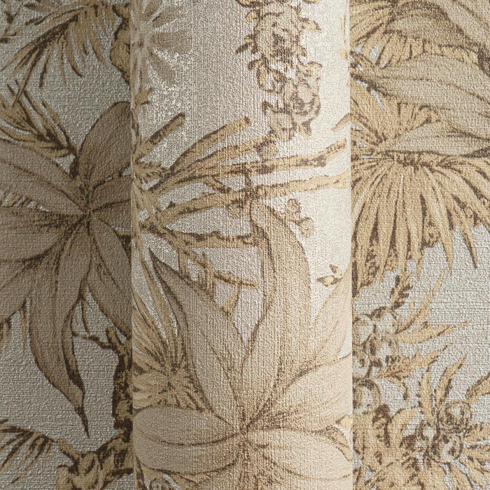Sepia Memories -  Jungle Wallpaper - Beige Metallic