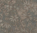Sepia Memories -  Jungle Wallpaper - Grey Metallic