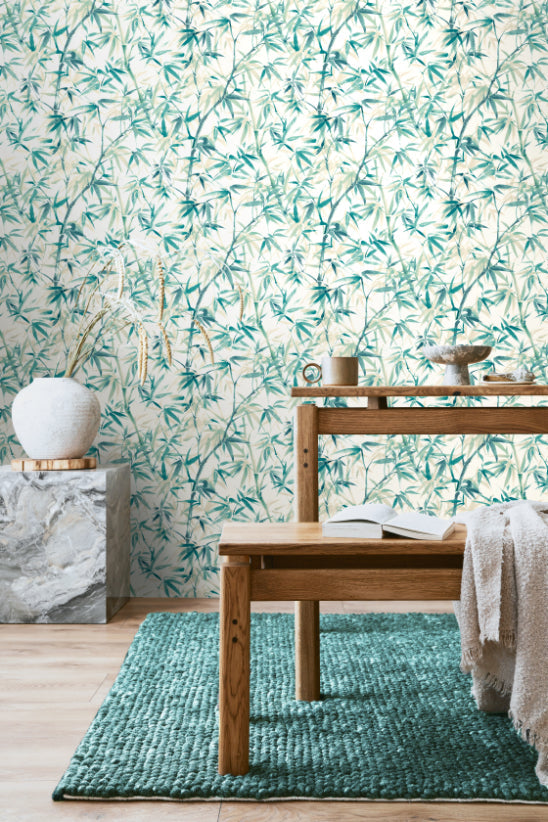 Shadow Bamboo Wallpaper - Peacock