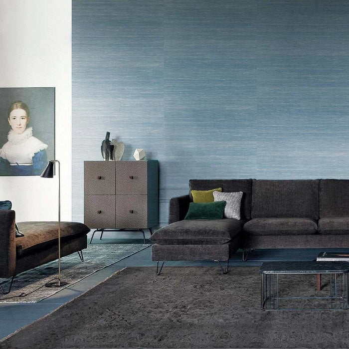 Shimmery Grasscloth Wallpaper - Deep Sea