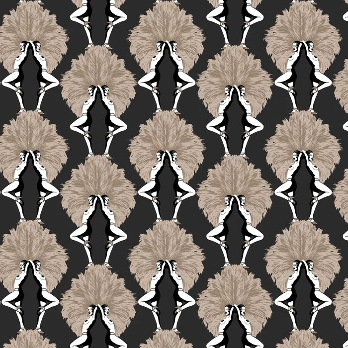Showgirls Wallpaper - Black Metallic (Plain Black Background)