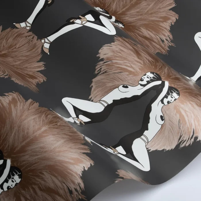 Showgirls Wallpaper - Black Metallic (Plain Black Background)