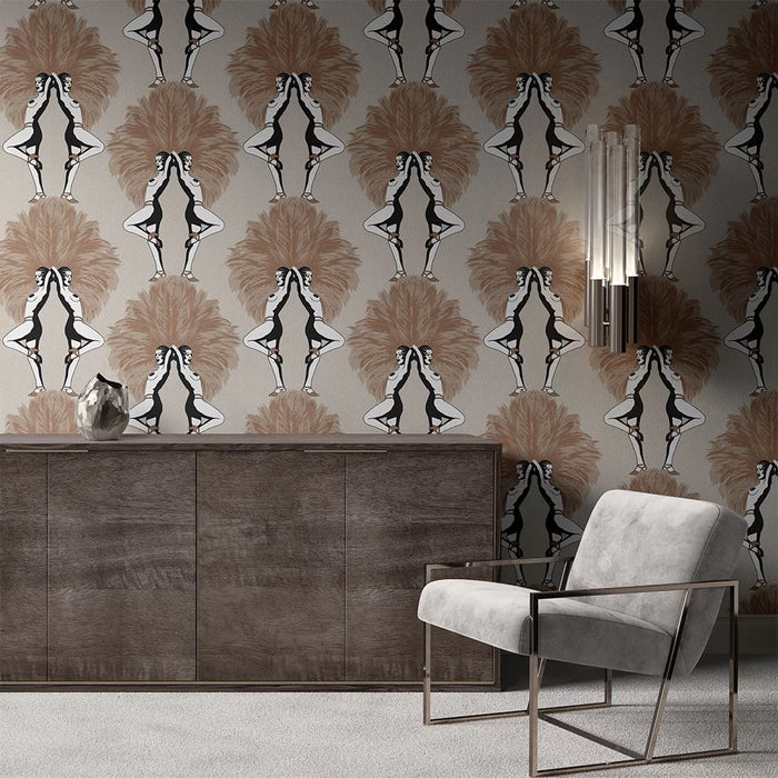 Showgirls Wallpaper - Cream Metallic (Tiny Spot)