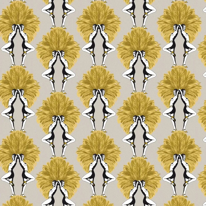 Showgirls Wallpaper - Mustard/Taupe (Tiny Spots)