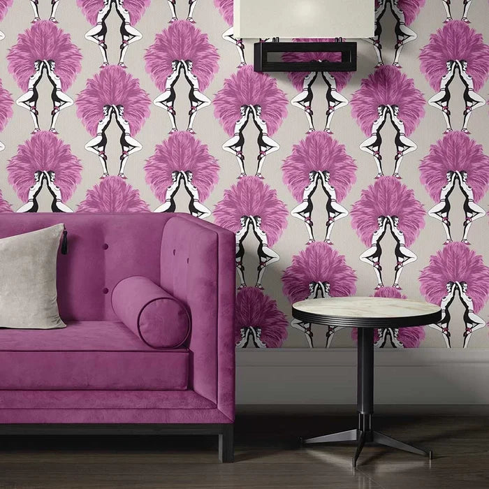 Showgirls Wallpaper - Pink/Taupe (Tiny Spots)