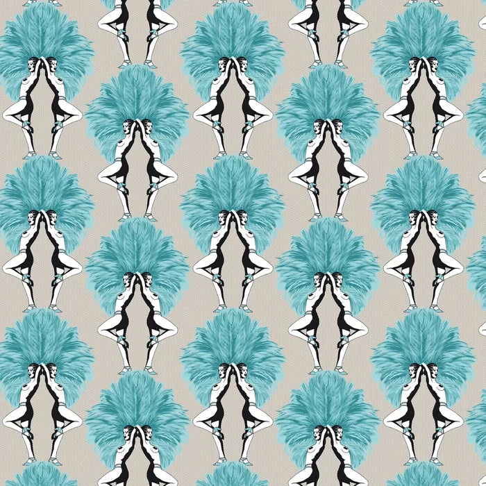 Showgirls Wallpaper - Teal (Tiny Spots)