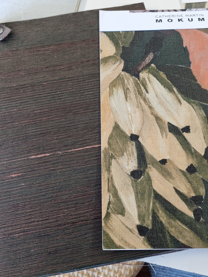 Silk Road Wallpaper - 100% Silk - Purple & Apricot.