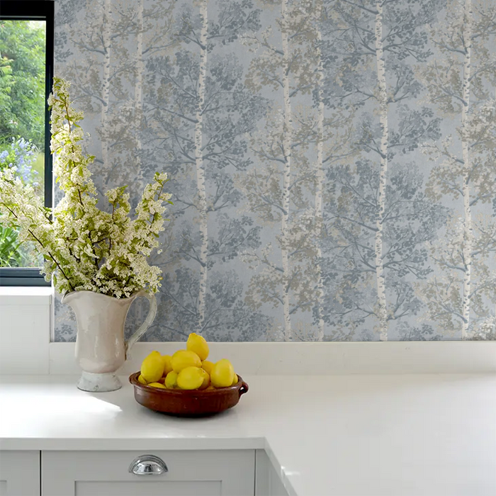 Silverwood Wallpaper by Rasch - Blue