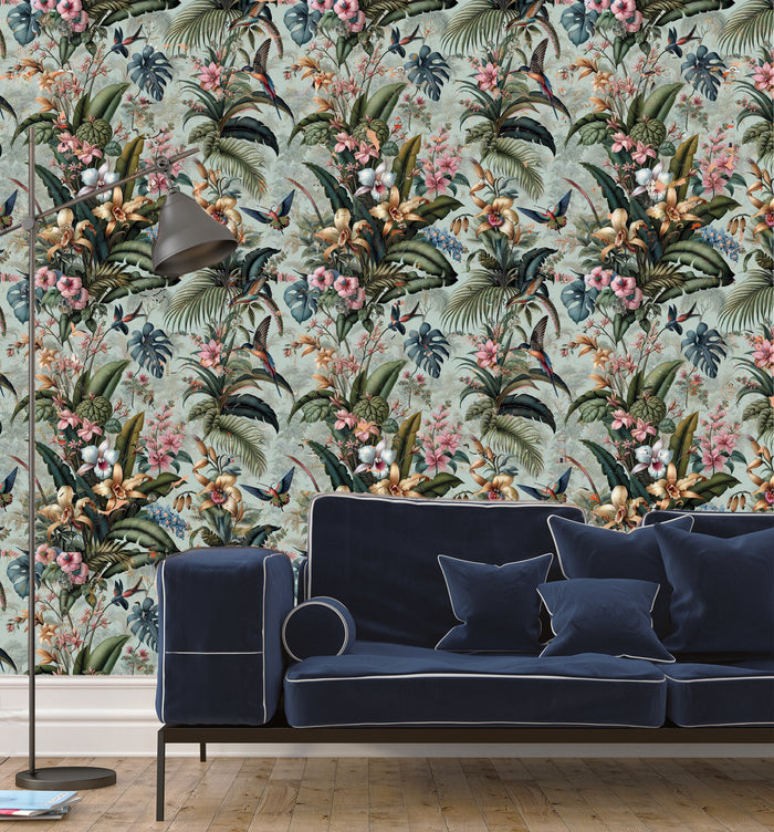 Singapura  Custom Printed Wallpaper - Smoky Blue