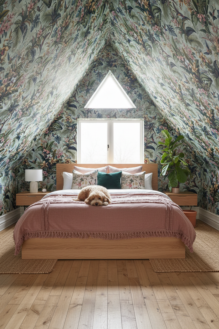 Singapura Smoky Blue A-Frame Bedroom with Spoodle