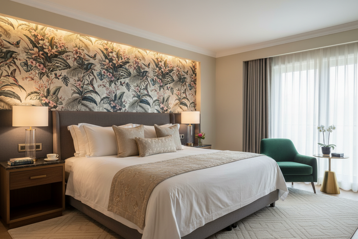 Singapura Gold Wallpaper Hotel Room
